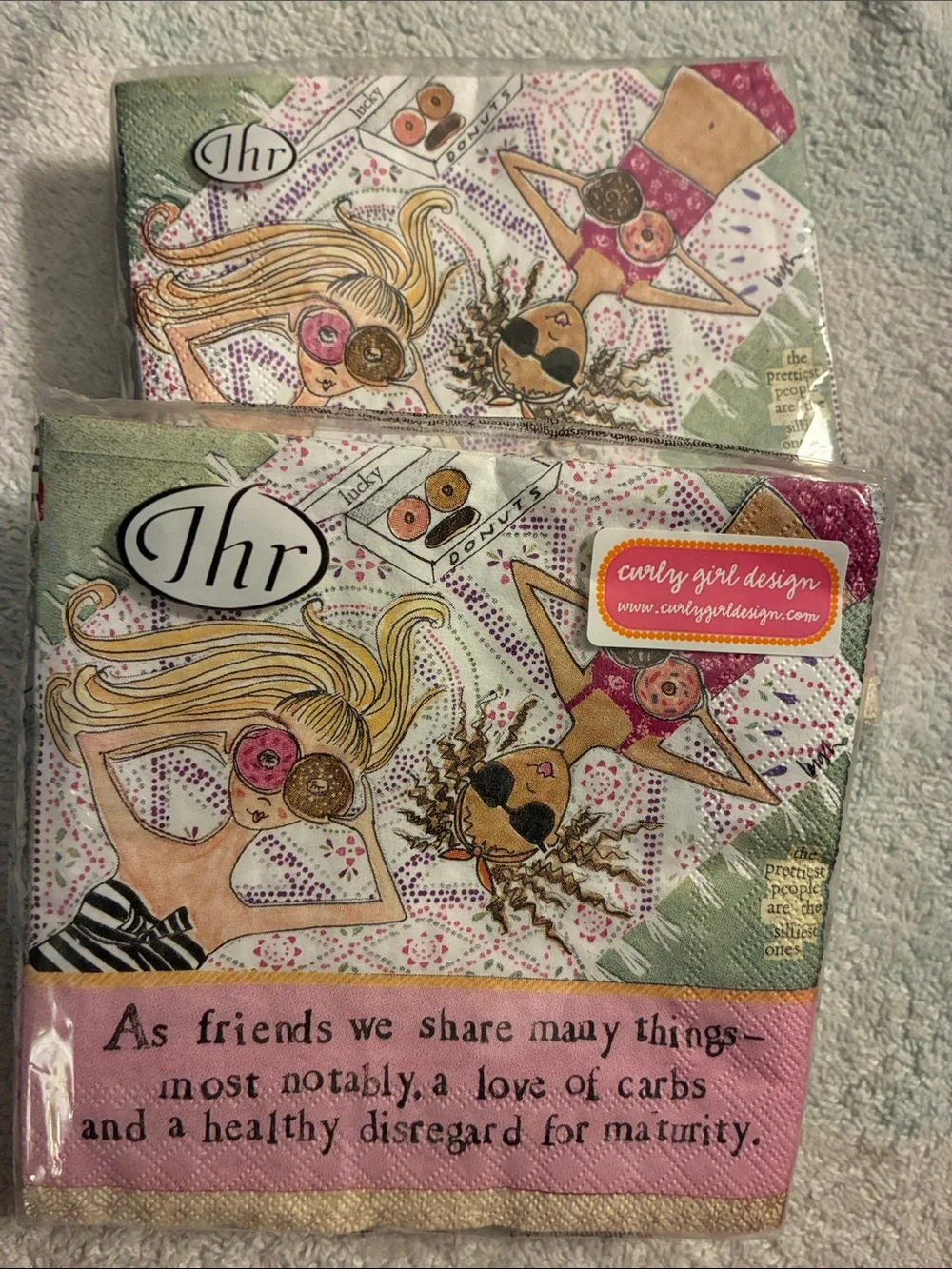 Curly Girl Design Donut Friends Decorative Napkins - Pink & Green